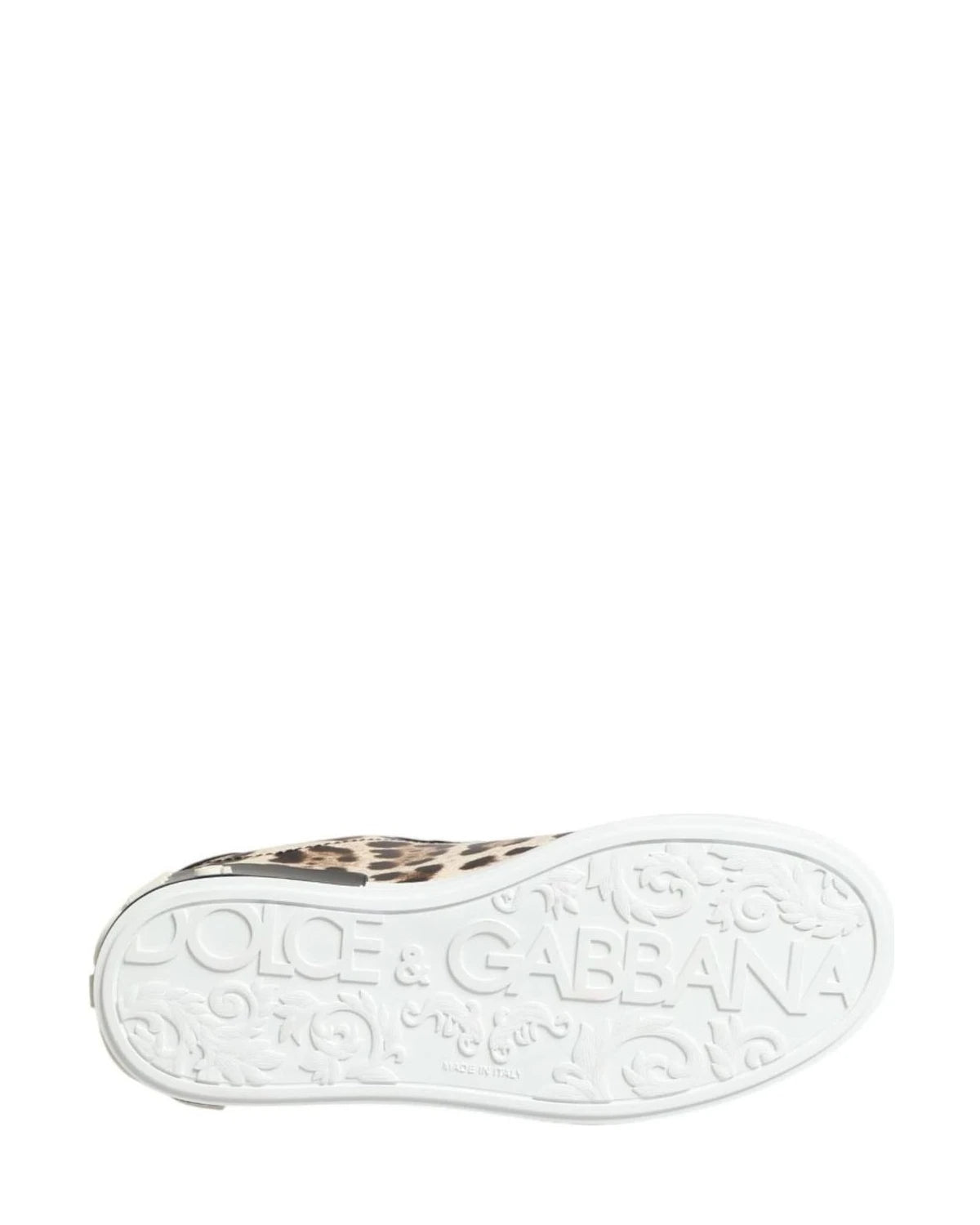 Dolce & Gabbana Brown Leather Leopard Low Top Sneakers Shoes Sneakers
