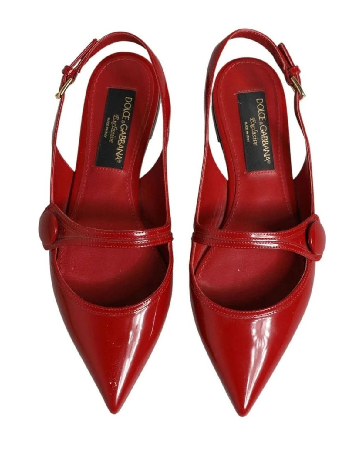 Dolce & Gabbana Red Leather Slingback Flats Sandals Shoes Sandals