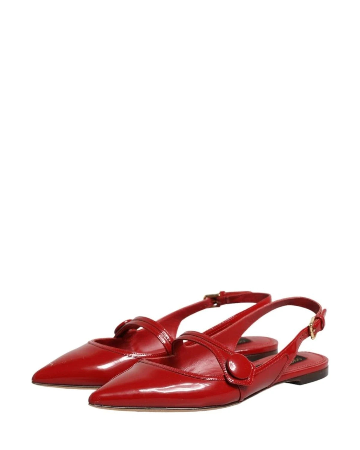 Dolce & Gabbana Red Leather Slingback Flats Sandals Shoes Sandals