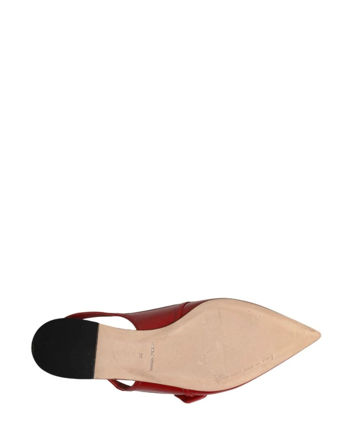 Dolce & Gabbana Red Leather Slingback Flats Sandals Shoes Sandals