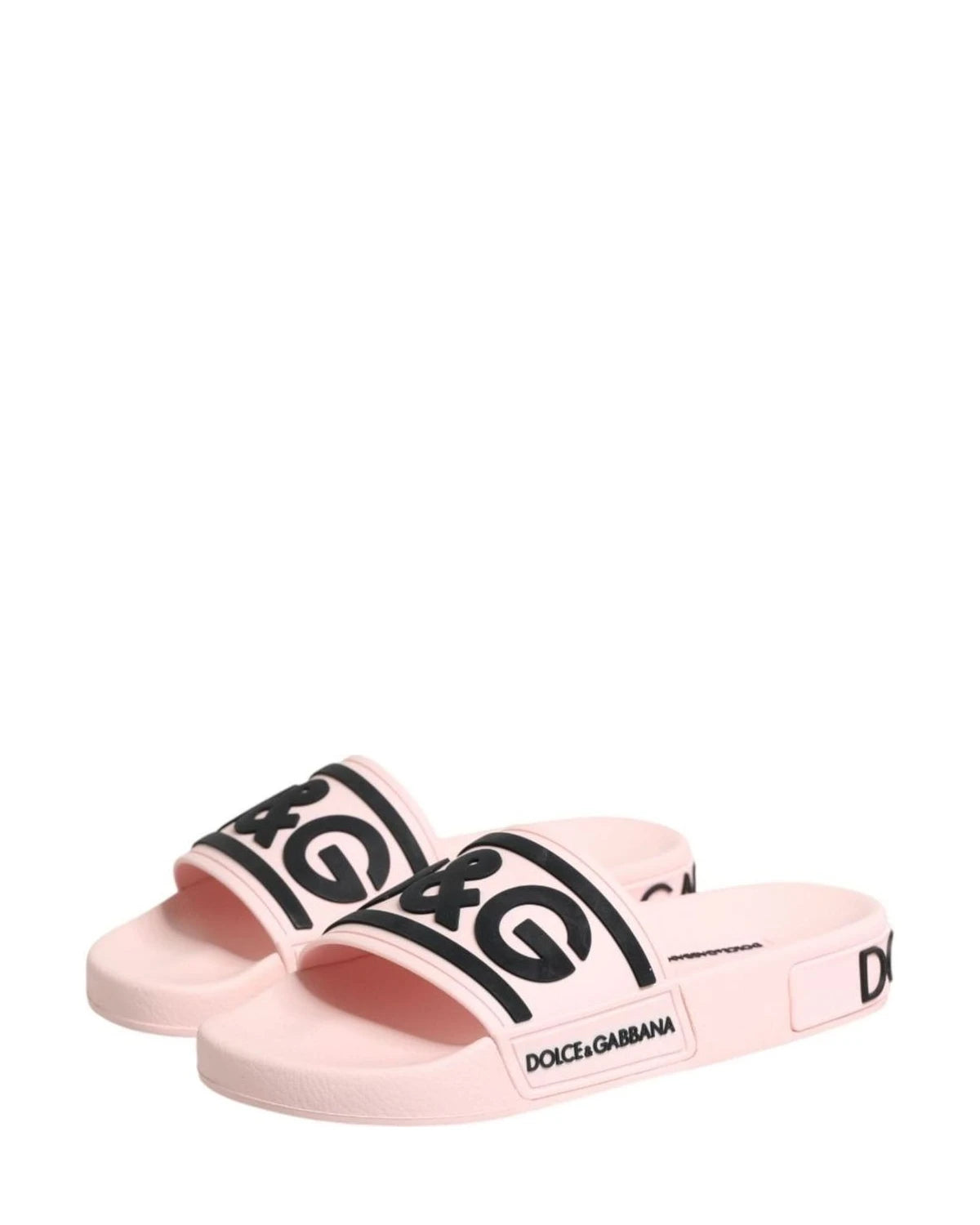 Dolce & Gabbana Pink Rubber Slides Sandals Beachwear Shoes Sandals