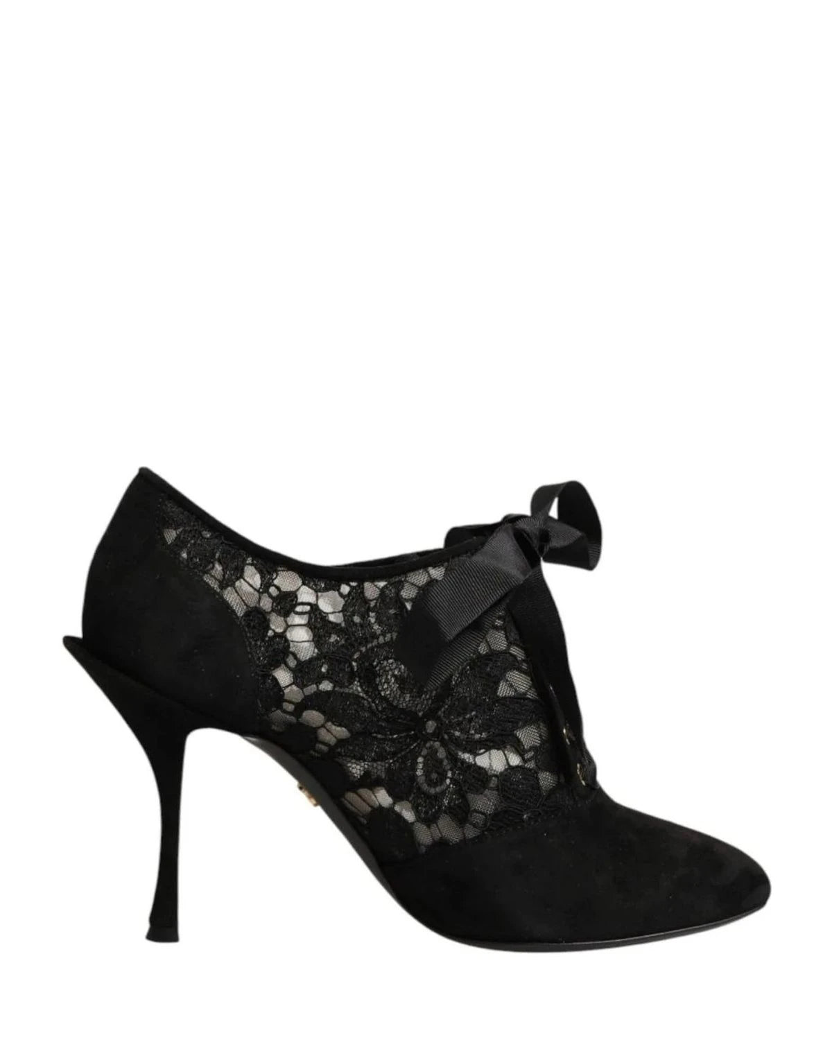 Dolce & Gabbana Black Lace Floral High Heels Ups Pumps Shoes Heels