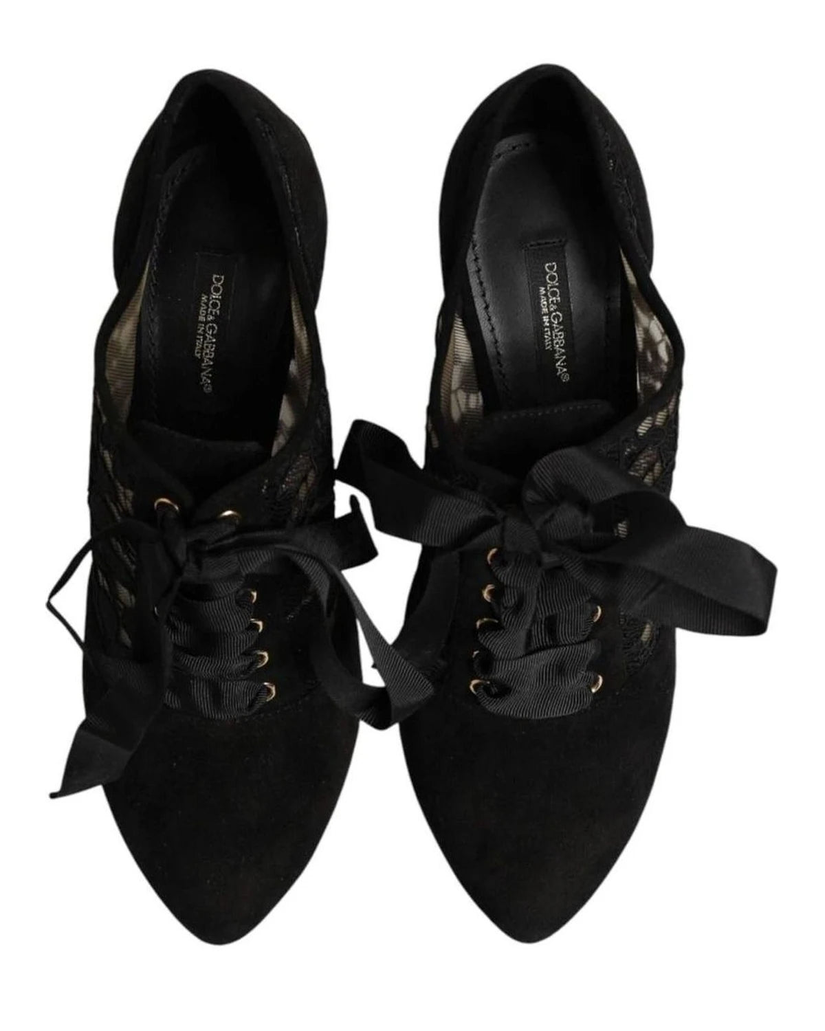 Dolce & Gabbana Black Lace Floral High Heels Ups Pumps Shoes Heels