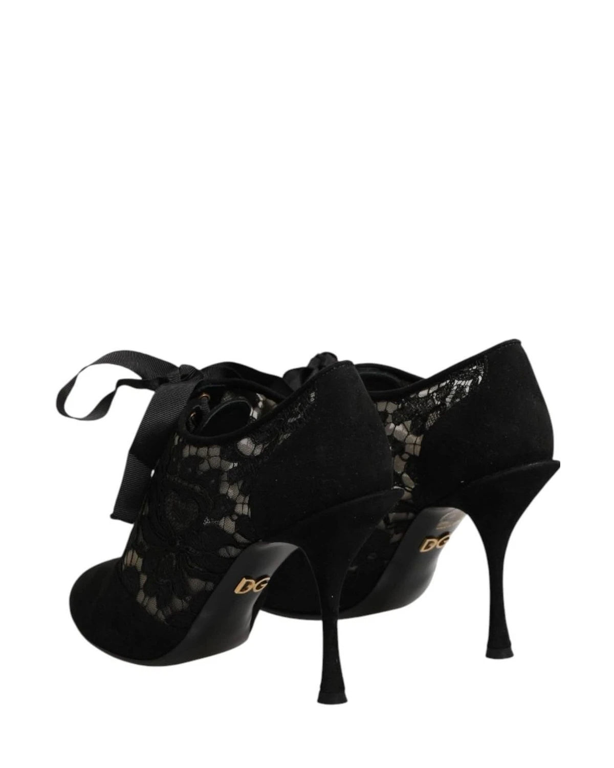 Dolce & Gabbana Black Lace Floral High Heels Ups Pumps Shoes Heels