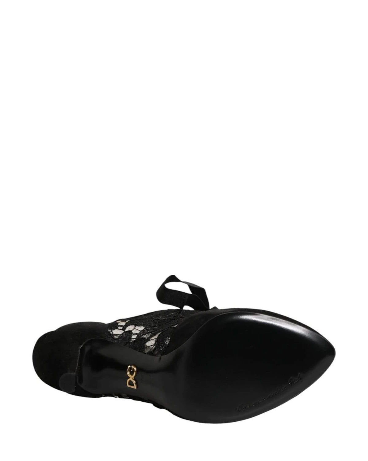 Dolce & Gabbana Black Lace Floral High Heels Ups Pumps Shoes Heels