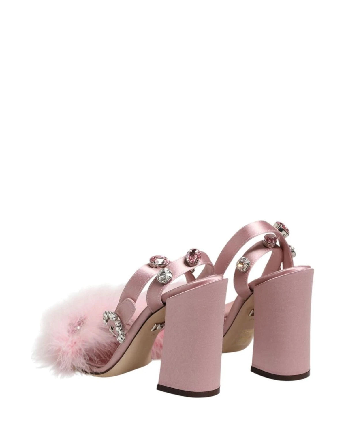Dolce & Gabbana Pink Sequined Ankle Strap Sandals Shoes Heels