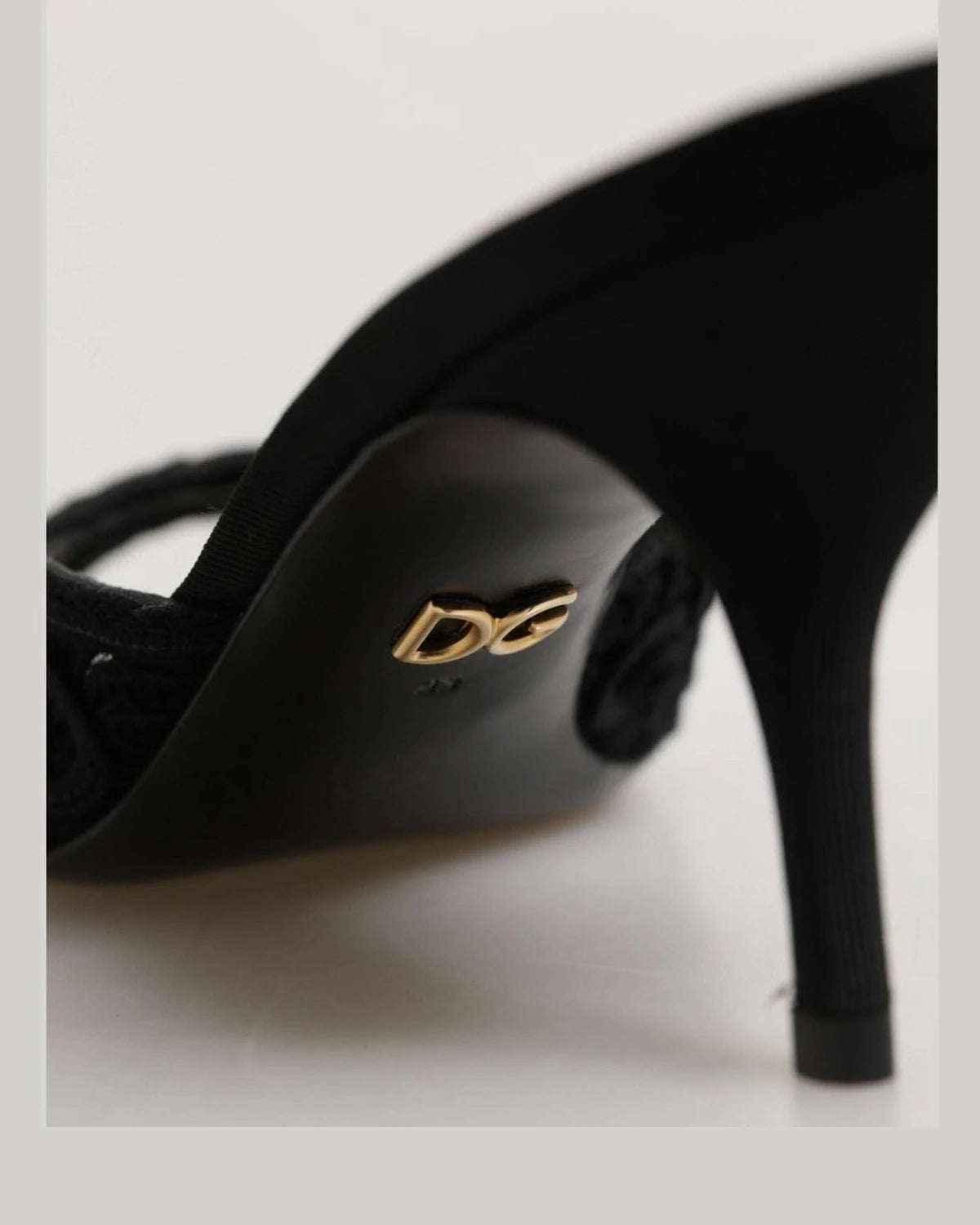 Dolce & Gabbana Black Embroidered Slip On Heels Heels