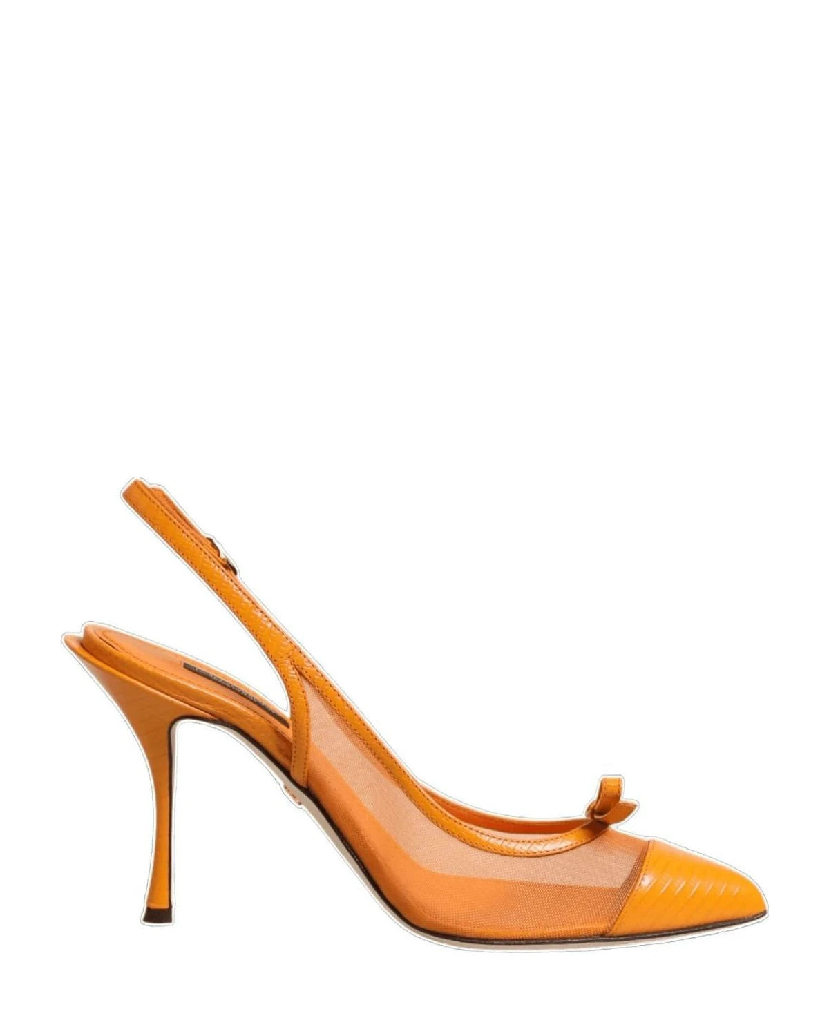 Dolce & Gabbana Orange Leather Mesh Heels Heels