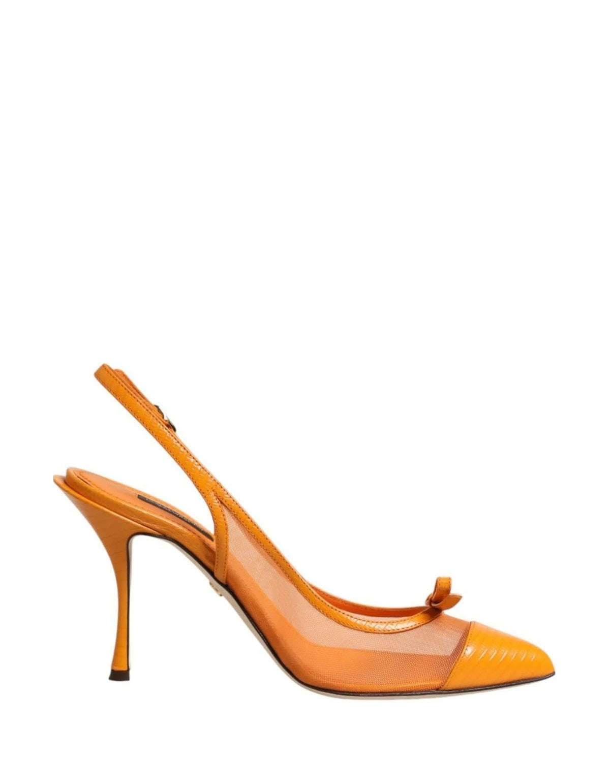 Dolce & Gabbana Orange Leather Mesh Heels Heels
