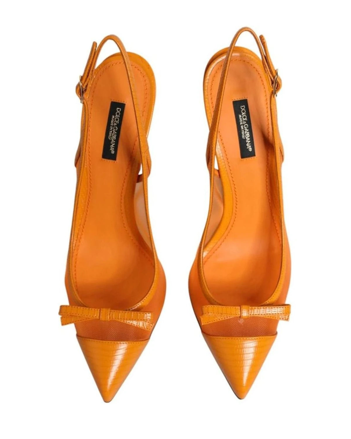 Dolce & Gabbana Orange Leather Mesh Heels Heels