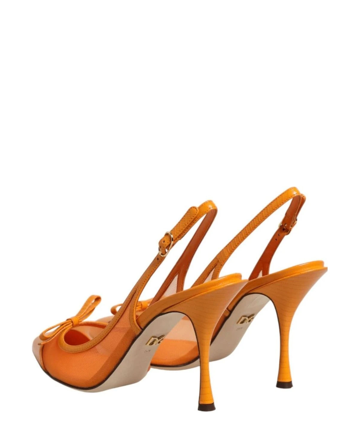 Dolce & Gabbana Orange Leather Mesh Heels Heels