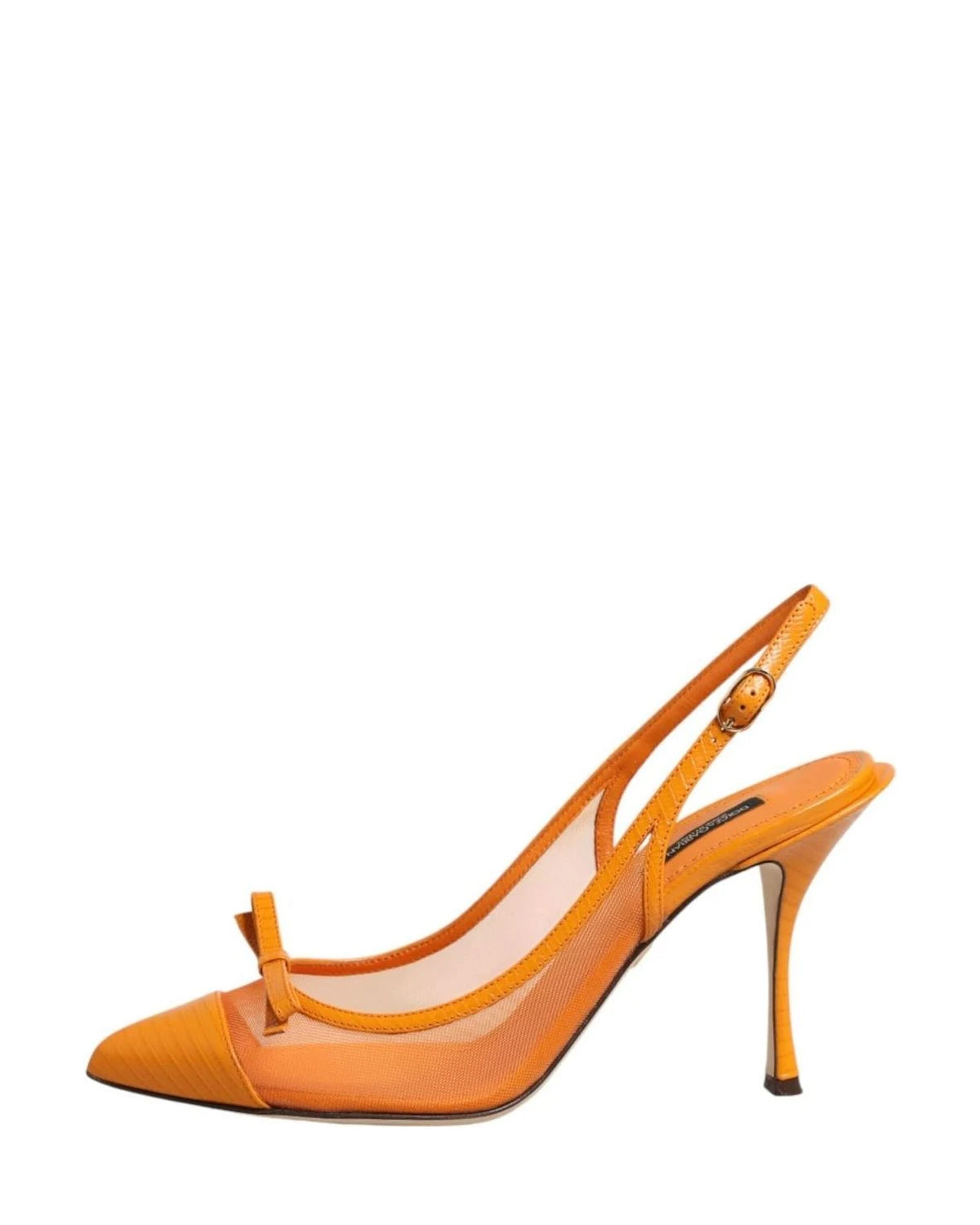 Dolce & Gabbana Orange Leather Mesh Heels Heels