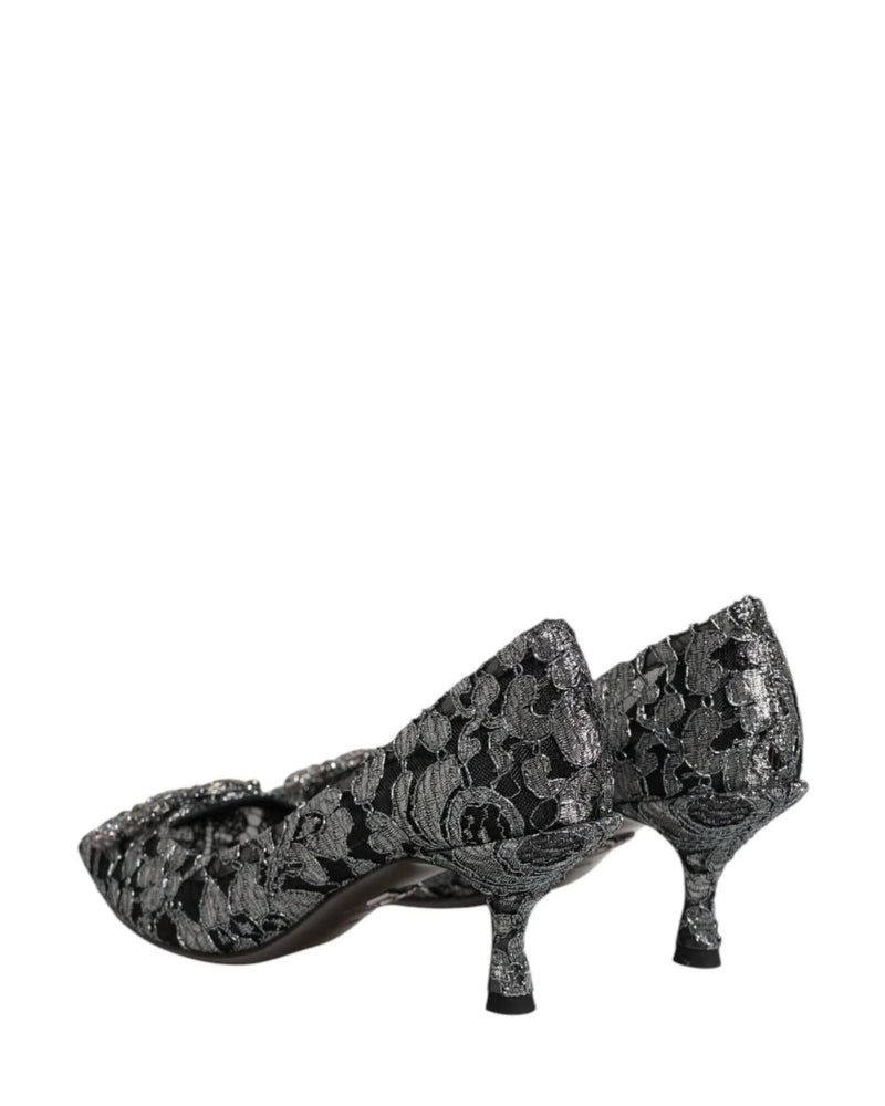 Dolce & Gabbana Silver Lace Dg Amore Heels Heels