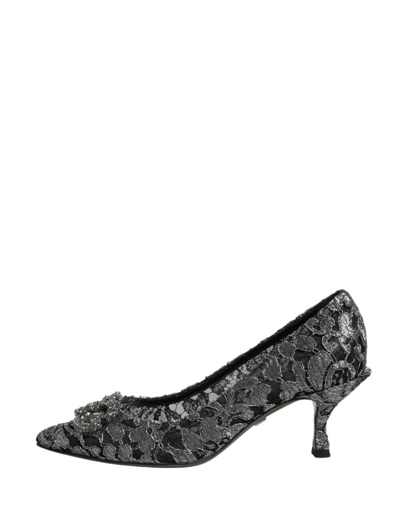 Dolce & Gabbana Silver Lace Dg Amore Heels Heels