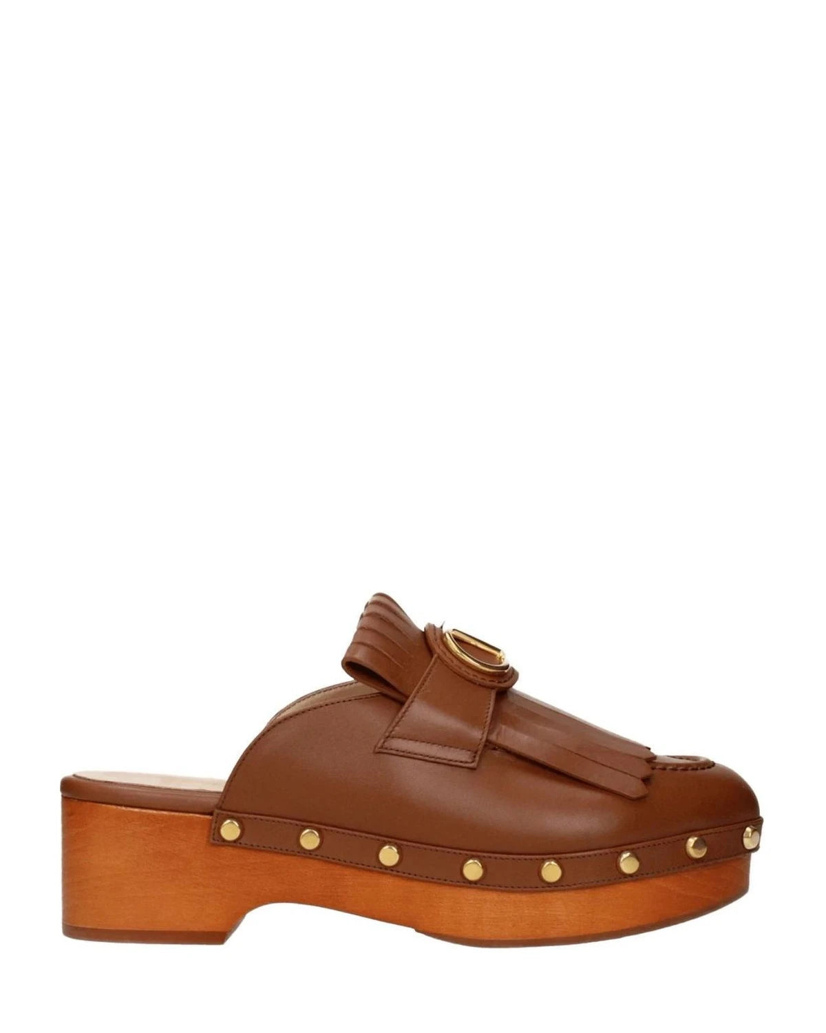 Valentino Garavani Brown Leather Slippers Flats