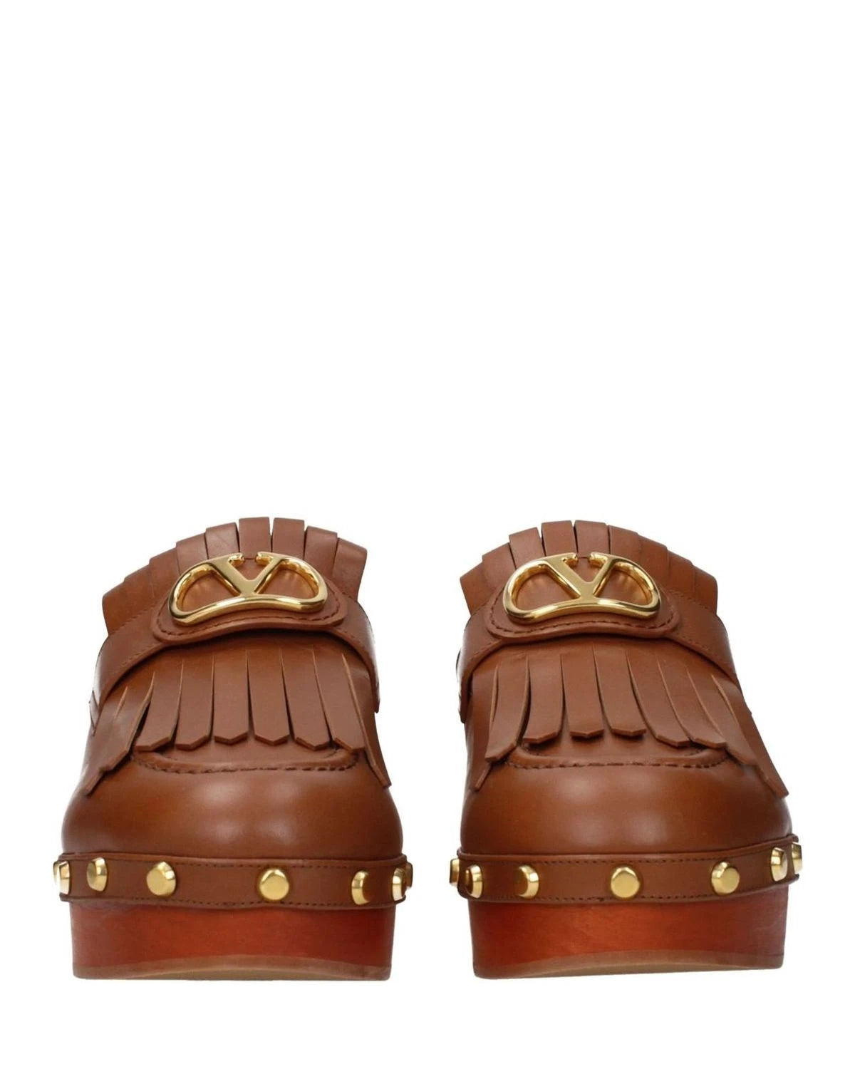Valentino Garavani Brown Leather Slippers Flats