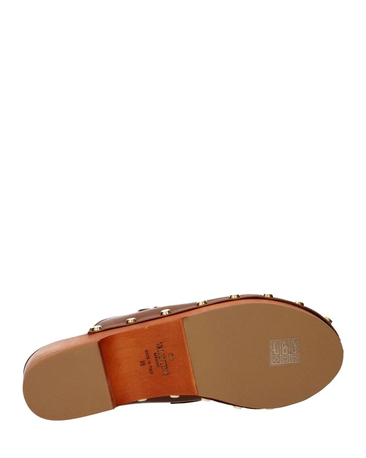 Valentino Garavani Brown Leather Slippers Flats