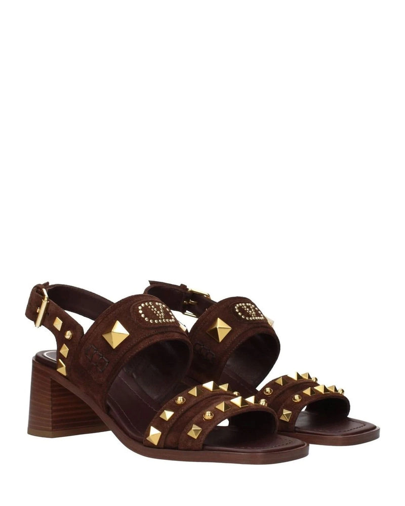 Valentino Garavani Brown Leather Strap Sandals Heels