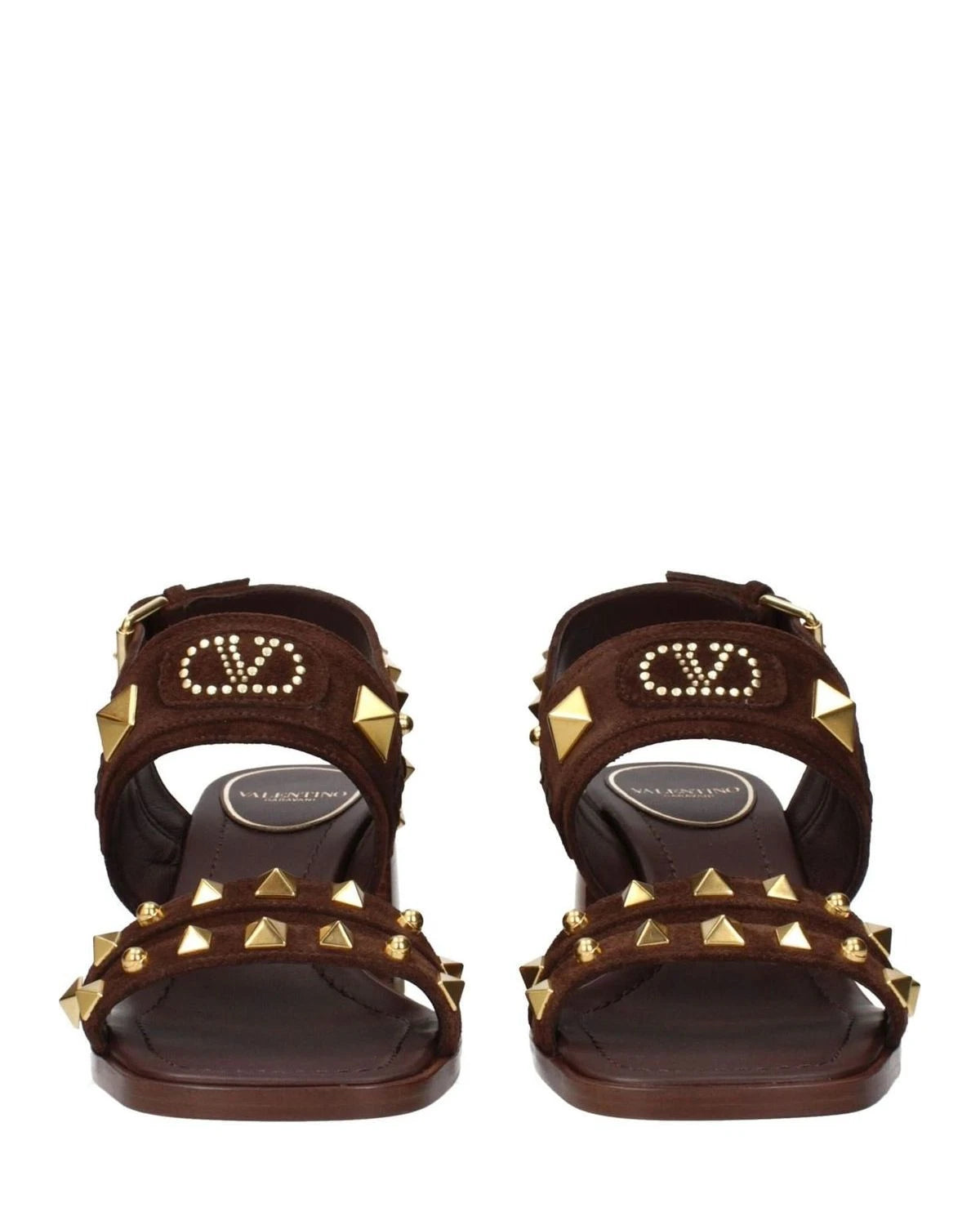 Valentino Garavani Brown Leather Strap Sandals Heels