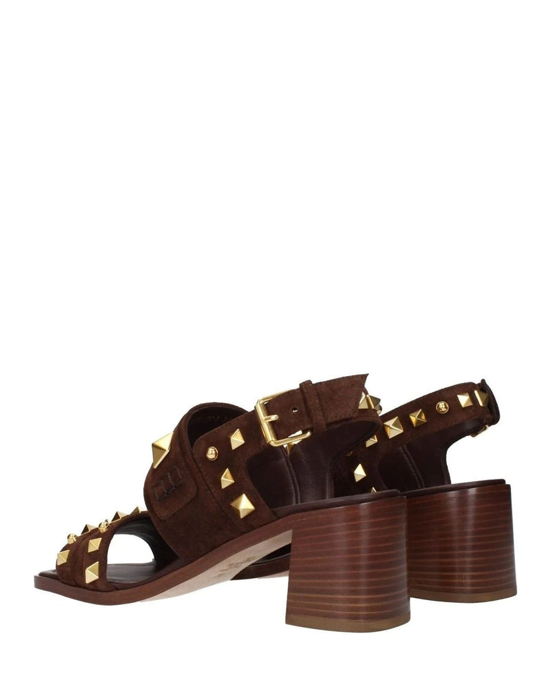 Valentino Garavani Brown Leather Strap Sandals Heels
