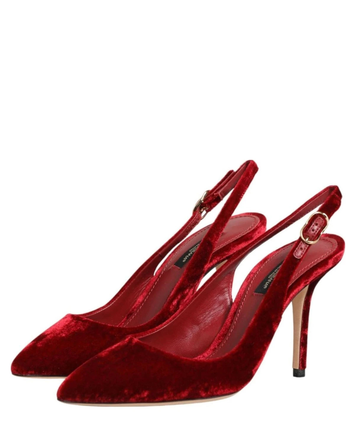 Dolce & Gabbana Red Suede High Heels Slingbacks Sandals Shoes Heels
