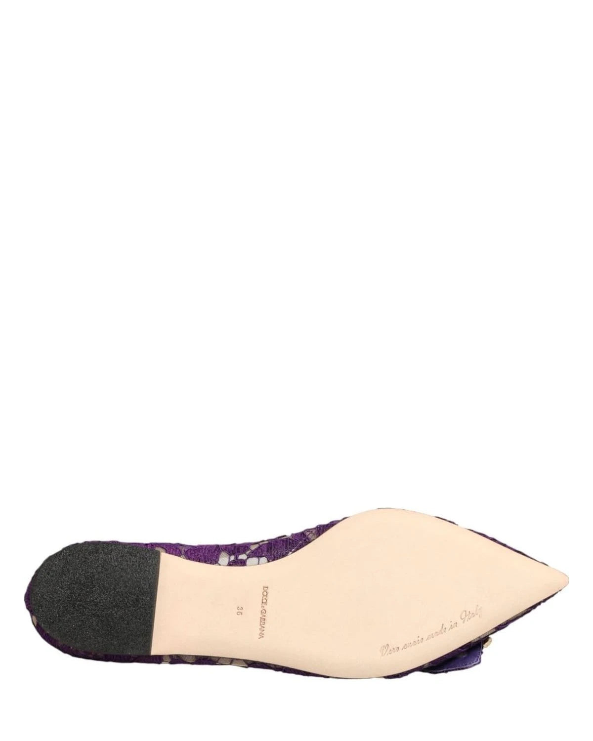 Dolce & Gabbana Purple Lace Taormina Crystals Flats Shoes Flats