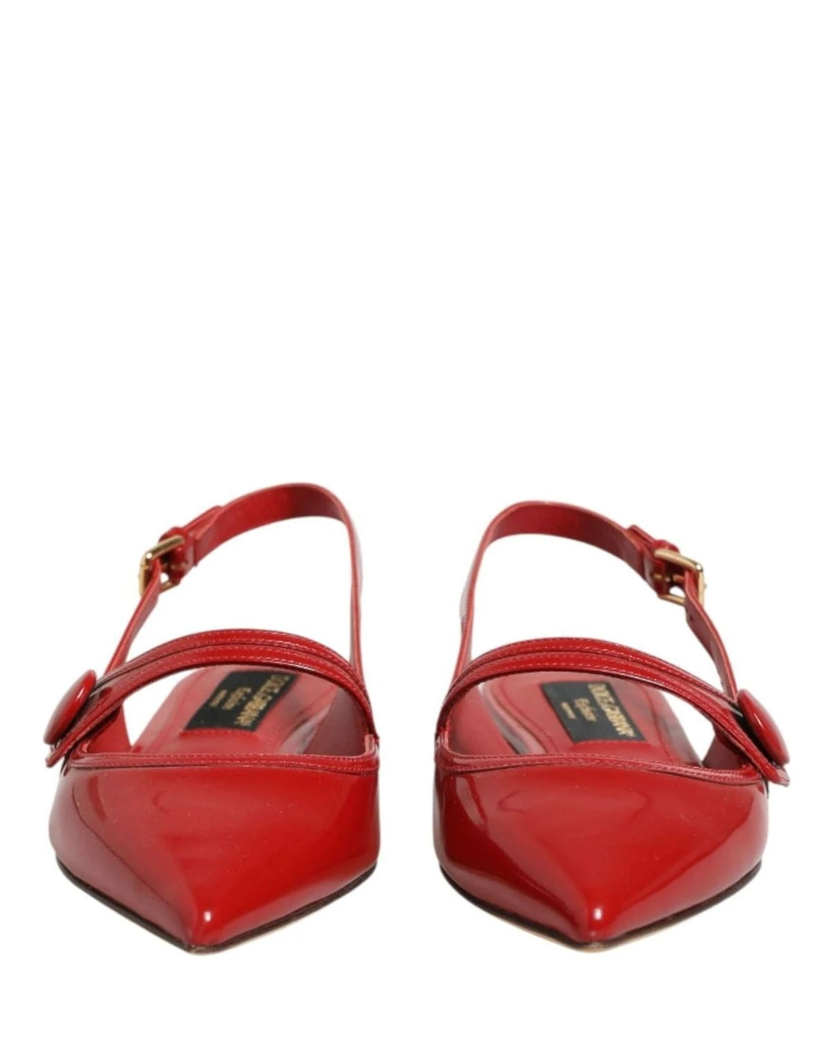 Dolce & Gabbana Red Leather Slingback Flats Sandals Shoes Flats