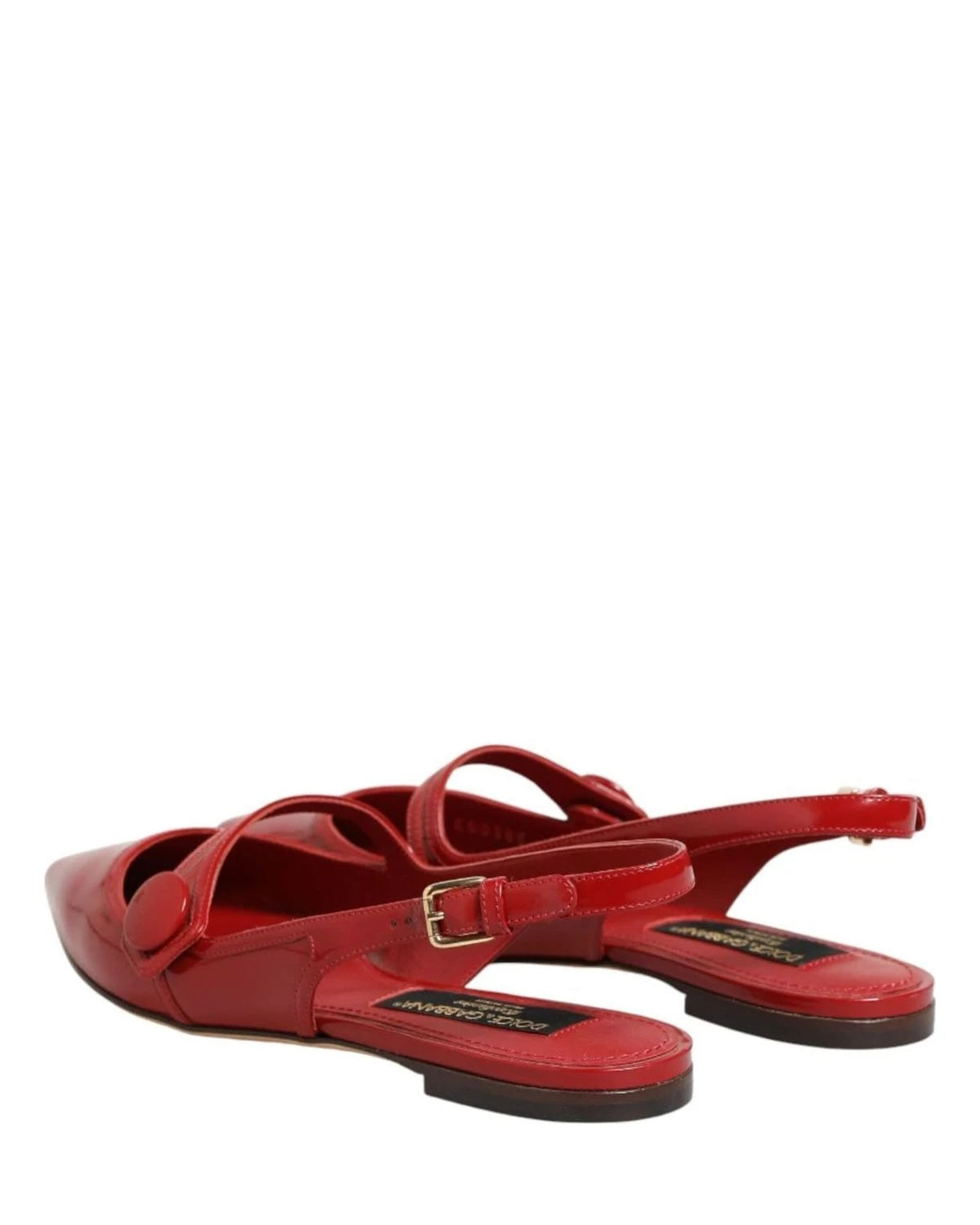 Dolce & Gabbana Red Leather Slingback Flats Sandals Shoes Flats