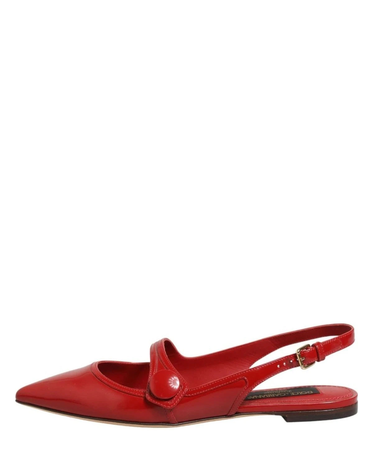 Dolce & Gabbana Red Leather Slingback Flats Sandals Shoes Flats