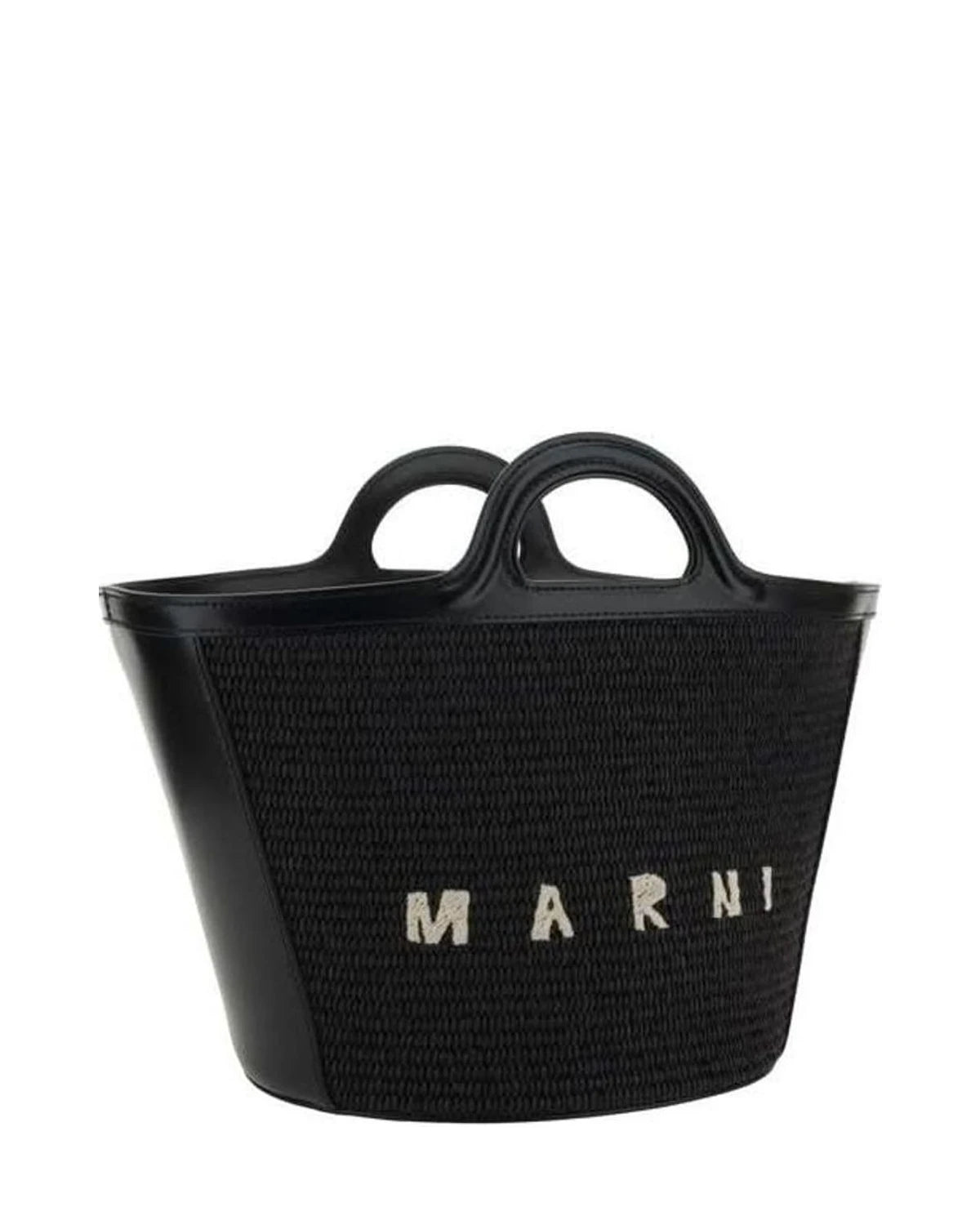 Marni Black Cotton Shoulder Bag Bucket Bags