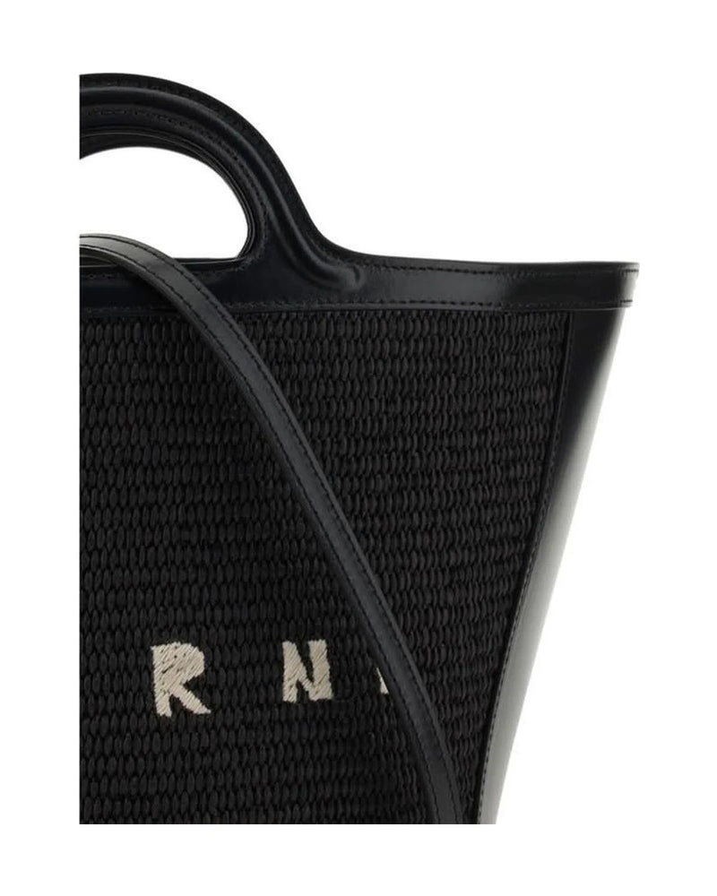 Marni Black Cotton Shoulder Bag Bucket Bags