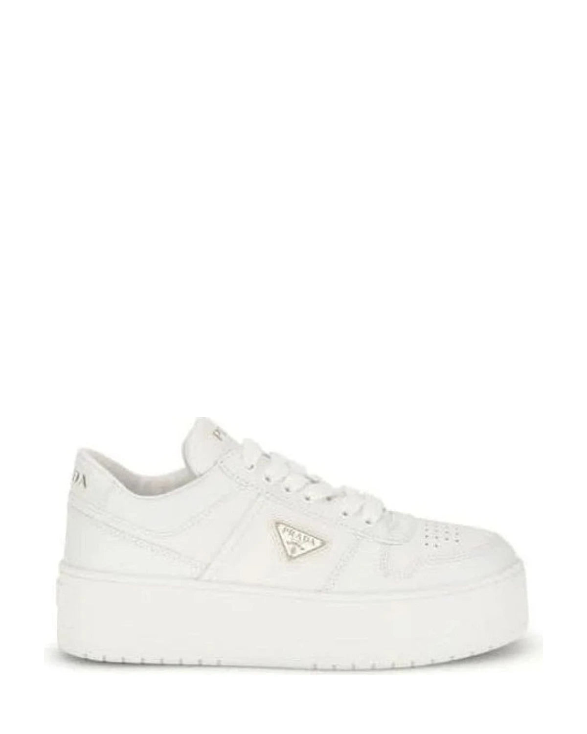 Prada White Calf Leather Bos Taurus Platform Sneakers Sneakers