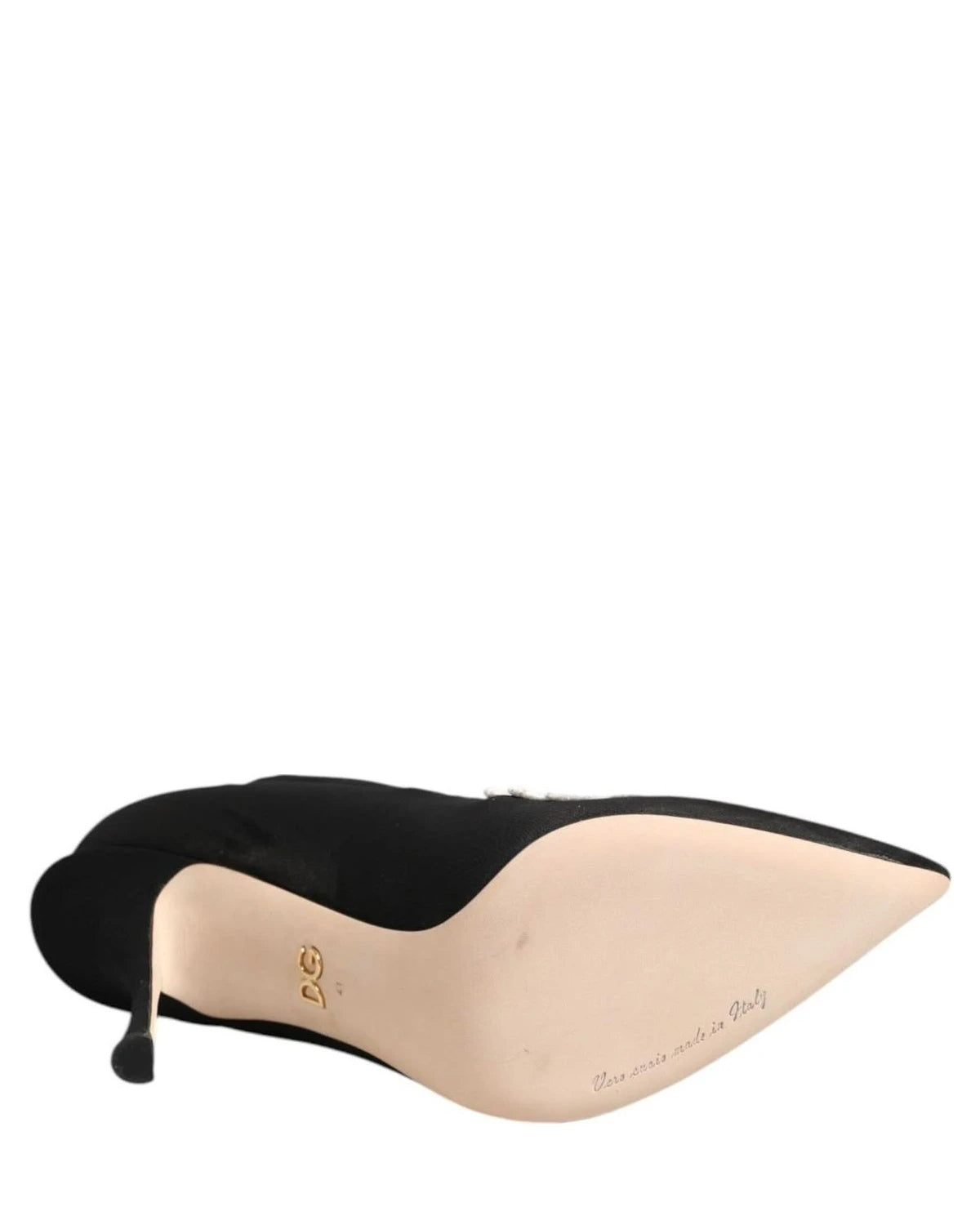 Dolce & Gabbana Black Jersey White Embroidered Stiletto Boots Shoes Boots