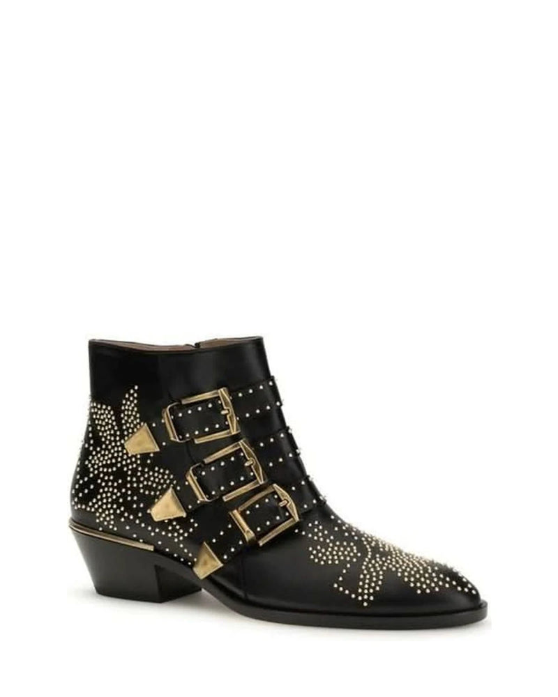 Chloé Black Calf Leather Bos Taurus Lace Up Boots Boots