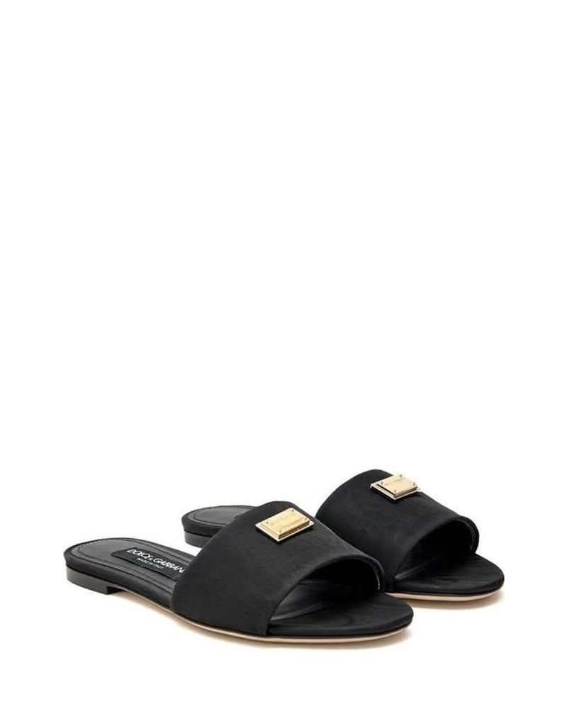 Dolce & Gabbana Black Polyester Slippers Slippers
