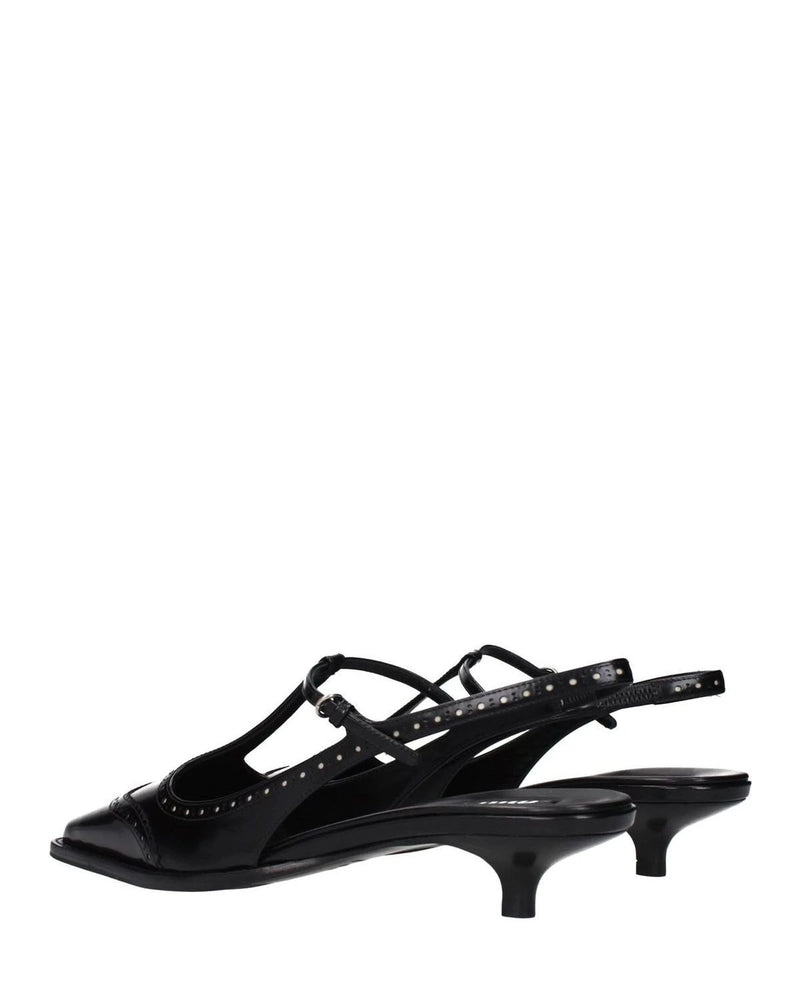 Miu Miu Black Leather Mid Heel Pumps Heels