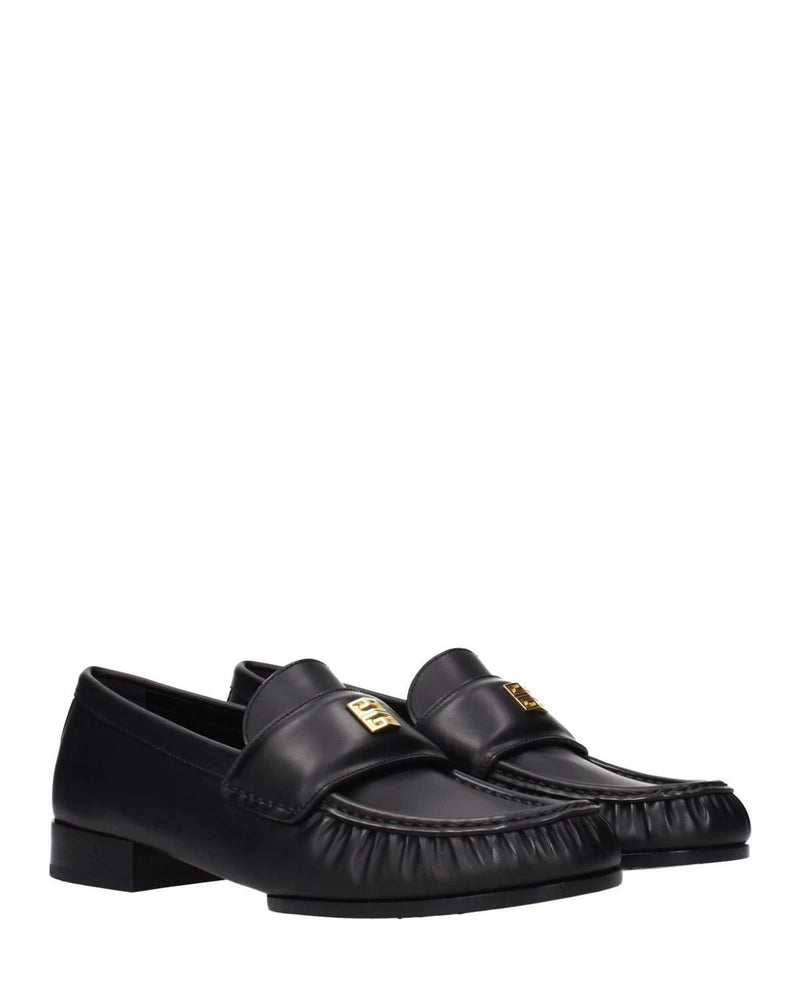 Givenchy Black Leather Slip On Loafers Flats