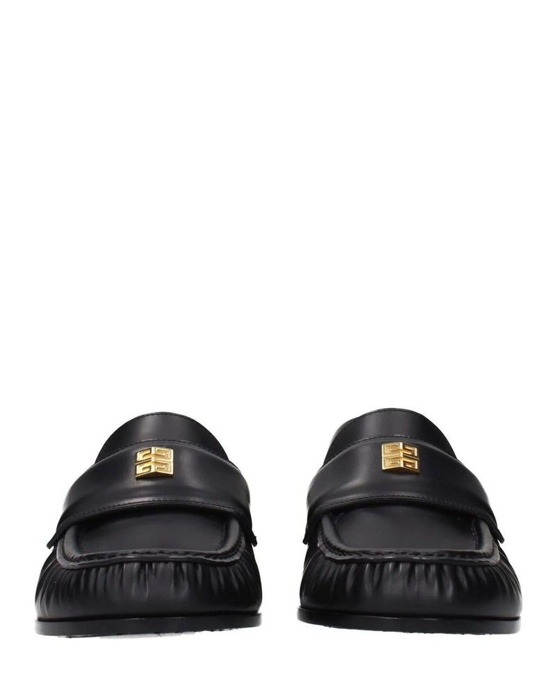 Givenchy Black Leather Slip On Loafers Flats