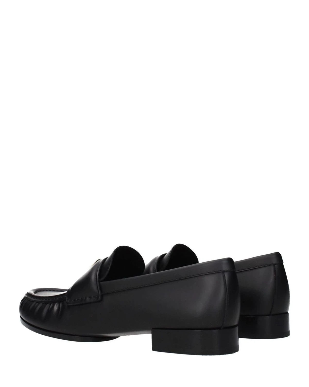 Givenchy Black Leather Slip On Loafers Flats