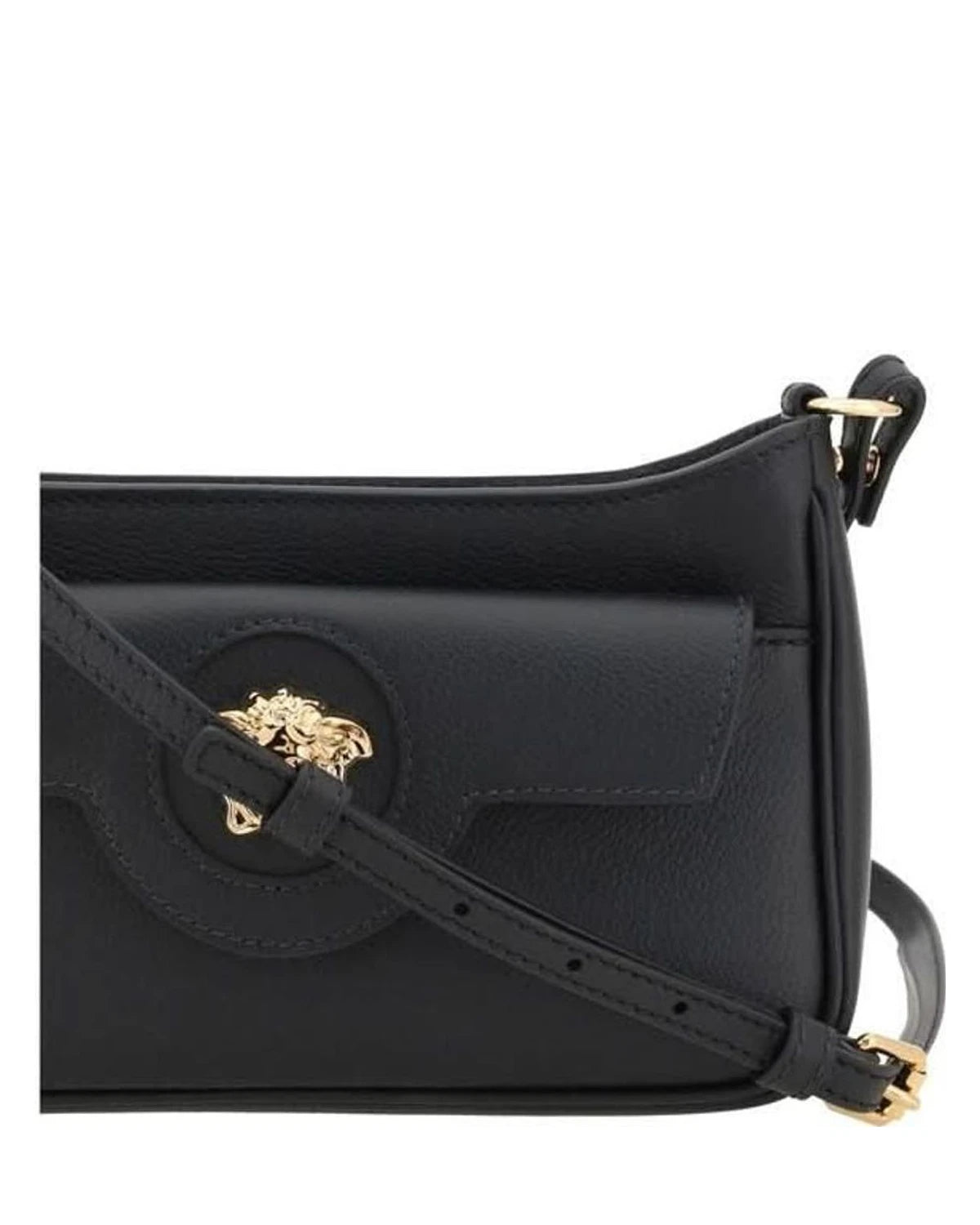 Versace Black Calf Leather Bos Taurus Shoulder Bag Shoulder Bags