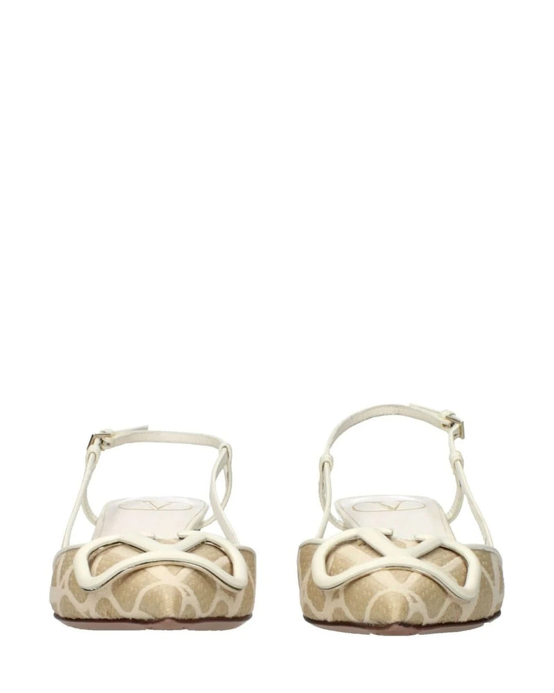 Valentino Garavani Beige Raffia Strap Sandals Heels