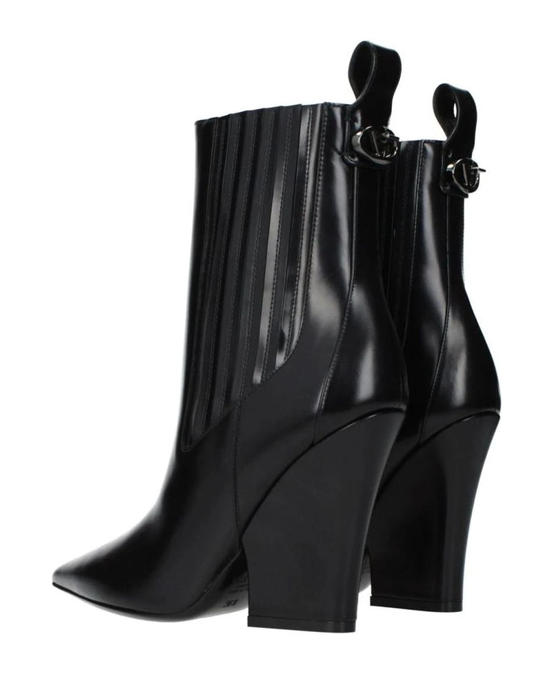 Valentino Garavani Black Leather Ankle Boots Boots