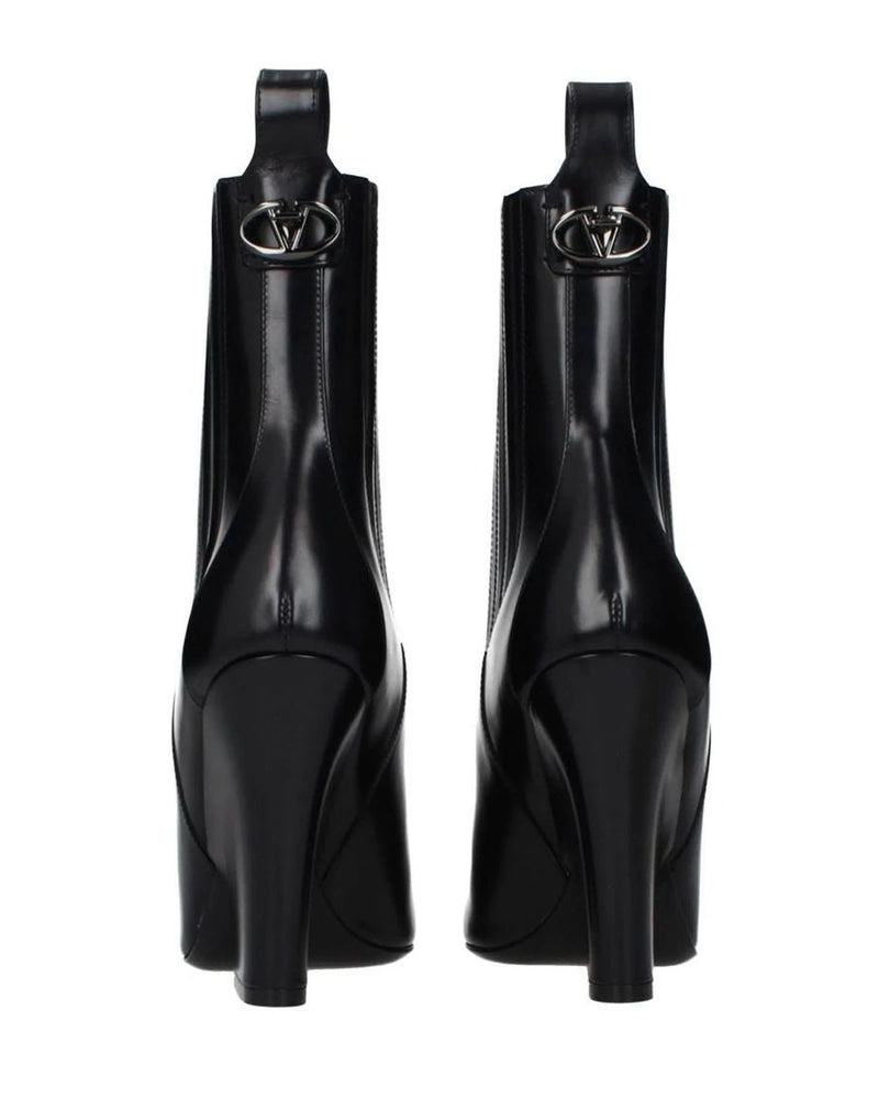 Valentino Garavani Black Leather Ankle Boots Boots