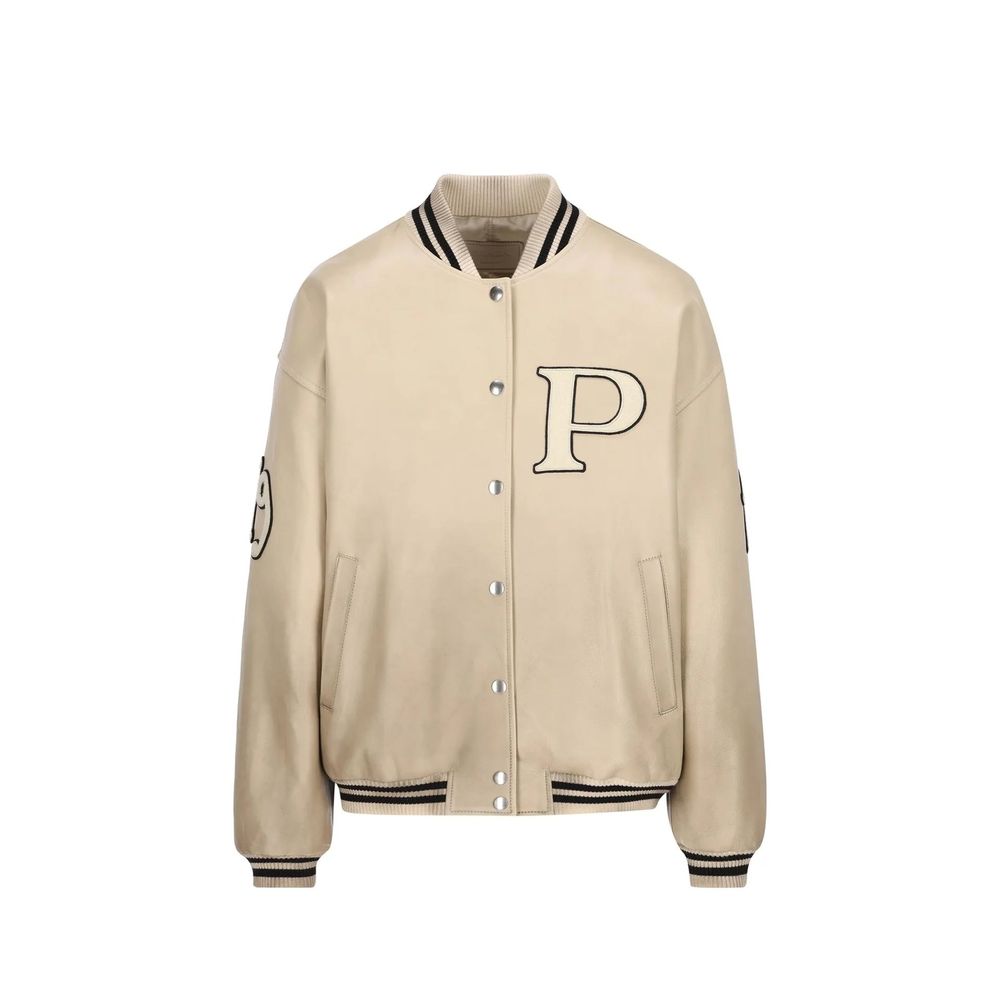 Prada Leather Padded Varsity Jacket