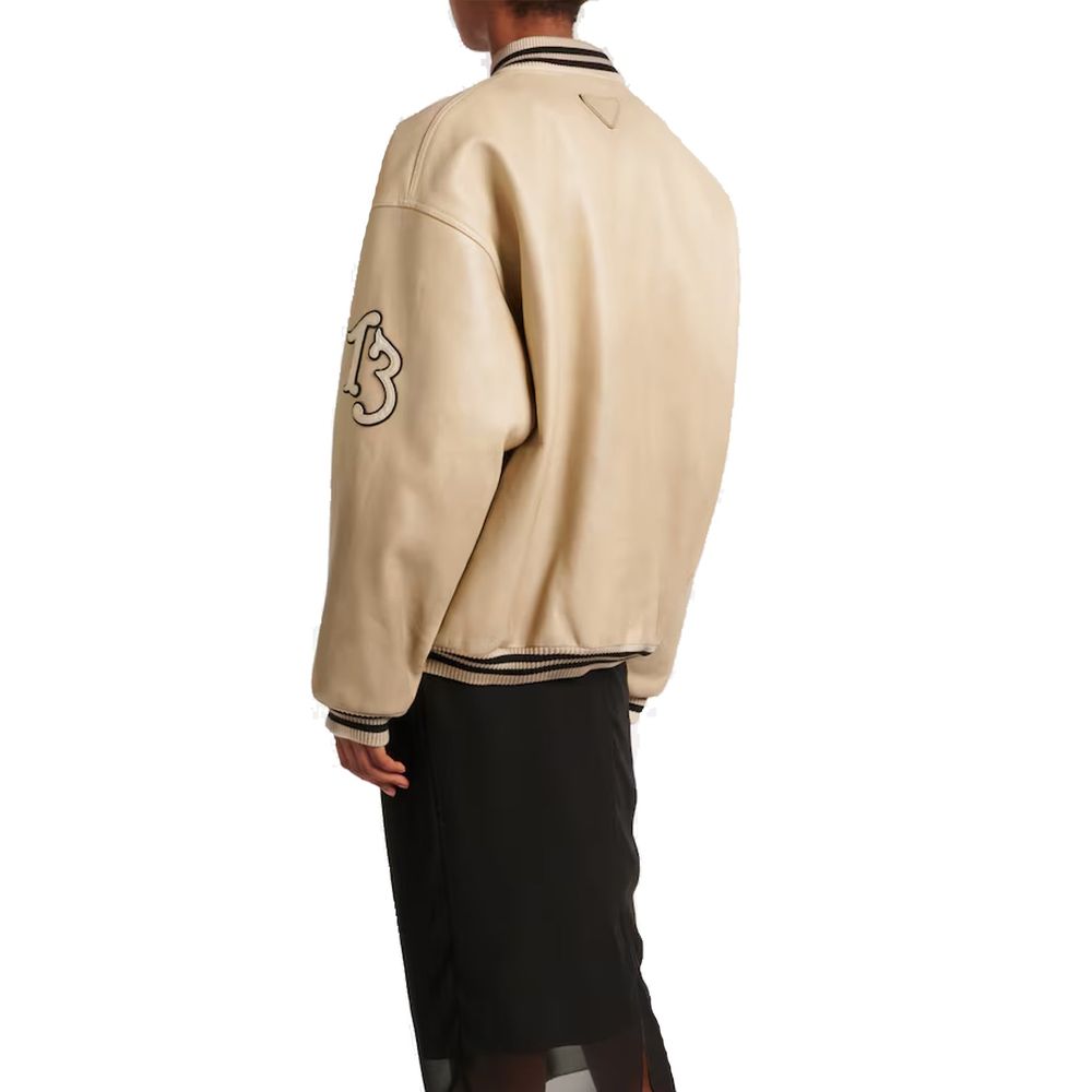 Prada Leather Padded Varsity Jacket