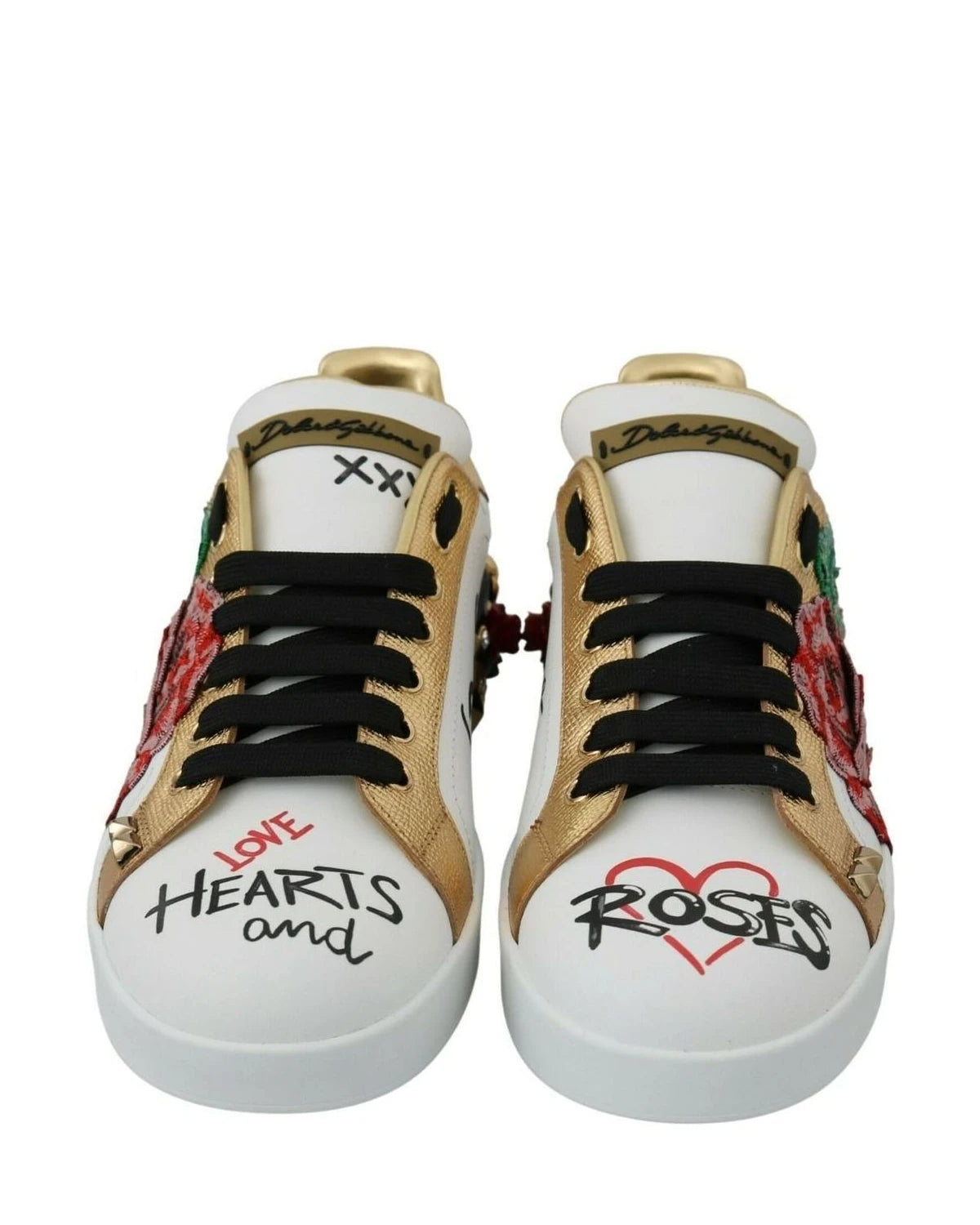Dolce & Gabbana White Roses Sequined Crystal Sneakers Sneakers