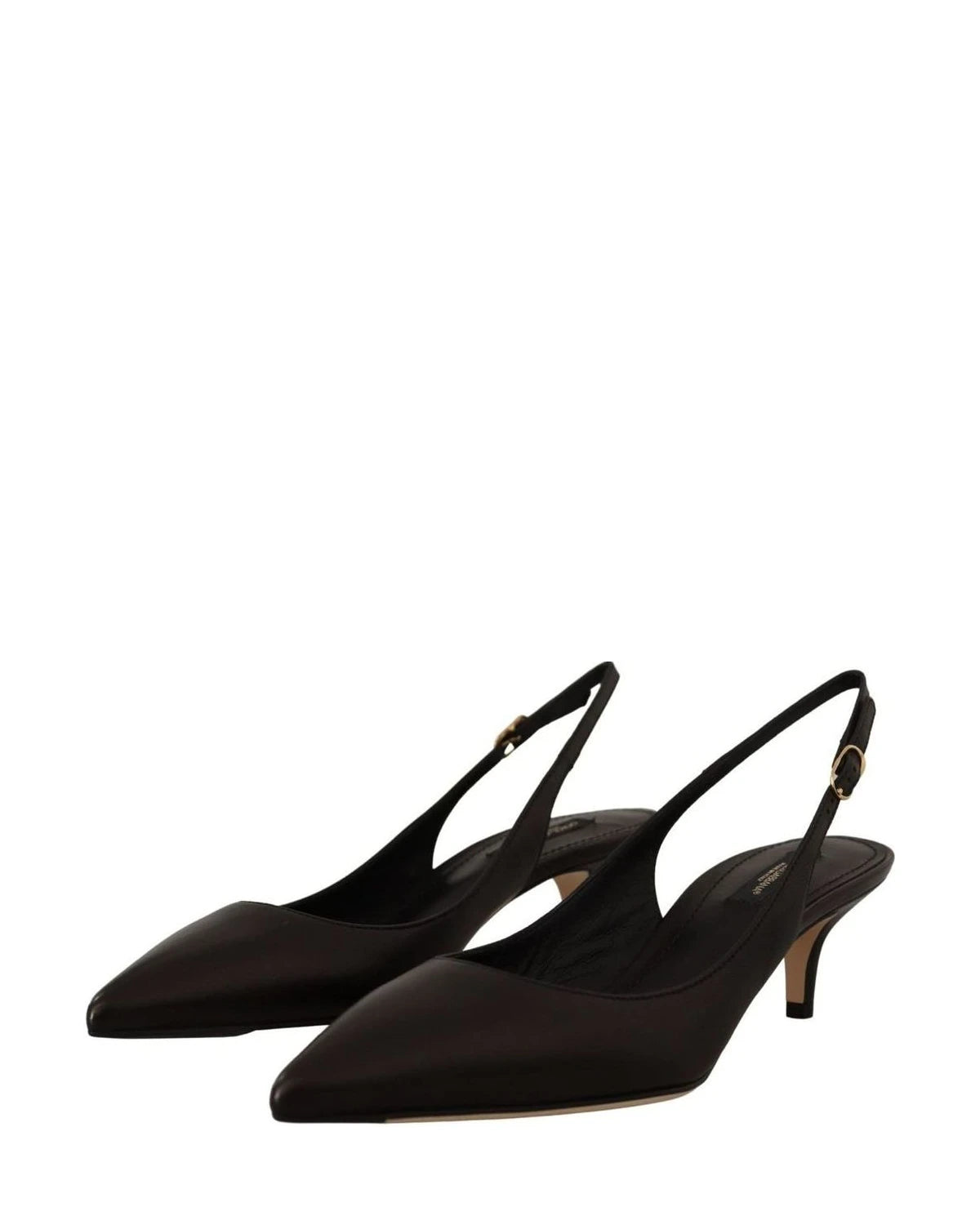 Dolce & Gabbana Black Leather Slingbacks Heels Pumps Shoes Heels