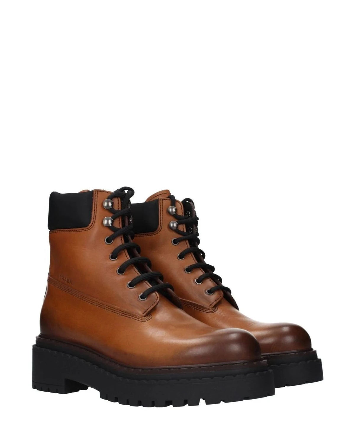 Prada Brown Leather Ankle Boots Boots