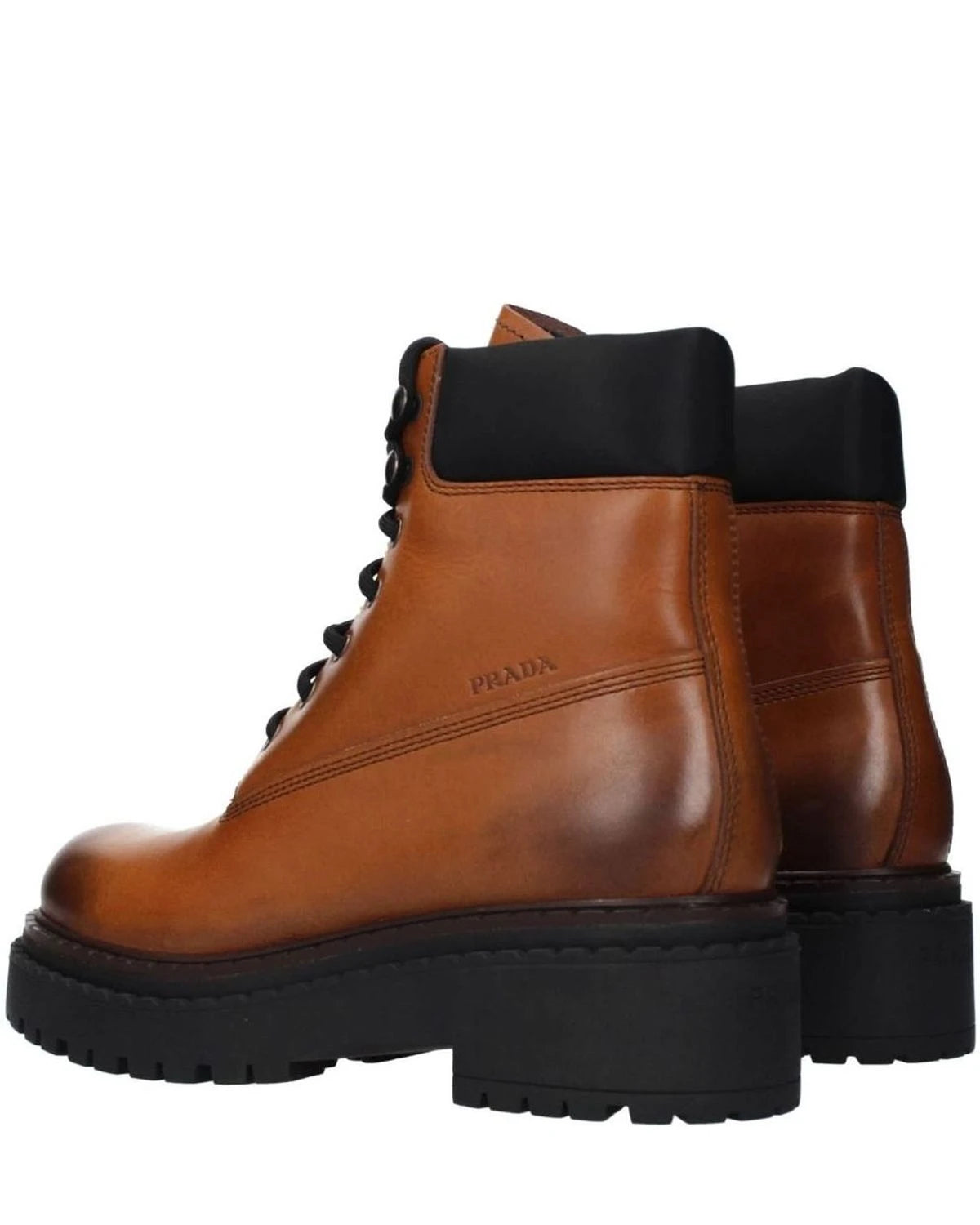 Prada Brown Leather Ankle Boots Boots