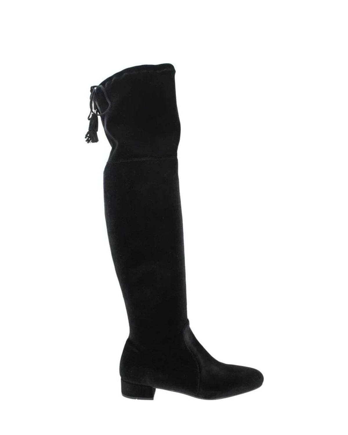 Prada Black Velvet Over The Knee Boots